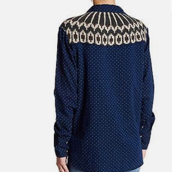 Free People Button Down Blue Aztec Shirt - Picture 3 of 9